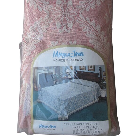 NEW Vintage Morgan Jones Jamestown Bedspread Full Rose Cream Chenille Fringe USA - Picture 1 of 7